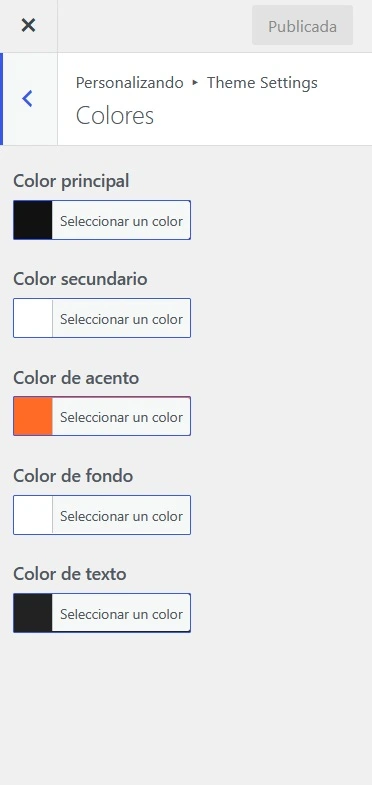 Bloques Custom customization settings